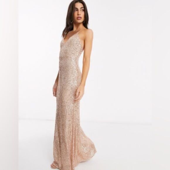 ELIZA J sequin ruched high slit mermaid DRESS 4 - Picture 1 of 6